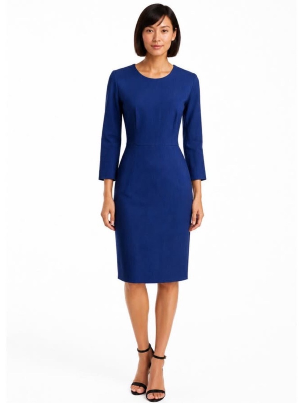 J.Crew Royal Blue Pencil Dress Sleeve Exposed Zip Knee Length Office
